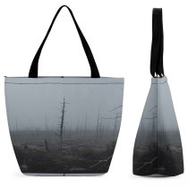 Yanfind Shopping Bag for Ladies Grey Fog Outdoors Tree Dead Forest Aches Mist Pollution Reusable Multipurpose Heavy Duty Grocery Bag for Outdoors.