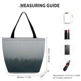 Yanfind Shopping Bag for Ladies Grey Fog Tree Forest Mist Autumn Haze Field Fogg Public Domain Reusable Multipurpose Heavy Duty Grocery Bag for Outdoors.