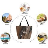 Yanfind Shopping Bag for Ladies Young Stripe Pet Funny Family Kitten Wood Portrait Curiosity Cute Little Cat Reusable Multipurpose Heavy Duty Grocery Bag for Outdoors.