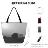 Yanfind Shopping Bag for Ladies Grey Outdoors Building Countryside Bulgaria Housing Rural Hut Shack Drugan Frost Fog Reusable Multipurpose Heavy Duty Grocery Bag for Outdoors.