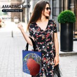 Yanfind Shopping Bag for Ladies Globe Planet Grid Sky America Sculpture Continent Continents Longitude Basketball Reusable Multipurpose Heavy Duty Grocery Bag for Outdoors.