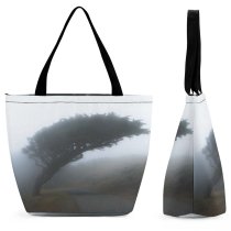 Yanfind Shopping Bag for Ladies Fog Outdoors Mist Grey Point Reyes National Seashore Inverness United States Landscape Reusable Multipurpose Heavy Duty Grocery Bag for Outdoors.