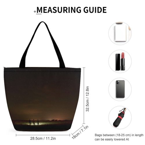 Yanfind Shopping Bag for Ladies Adventure Dark Field Space Night Lights Northern Reusable Multipurpose Heavy Duty Grocery Bag for Outdoors.