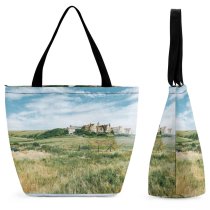 Yanfind Shopping Bag for Ladies Grassland Outdoors Grass Field Plant Brighton Countryside Uk Rural Farm Land Meadow Reusable Multipurpose Heavy Duty Grocery Bag for Outdoors.