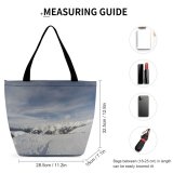Yanfind Shopping Bag for Ladies Grey Snow Outdoors Winter Alps Landscape Arctic Hills Reusable Multipurpose Heavy Duty Grocery Bag for Outdoors.