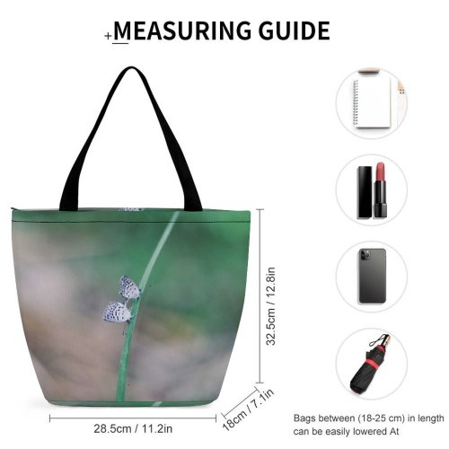 Yanfind Shopping Bag for Ladies Grass Butterfly Bug Insect Wing Perched Field Garden Outdoors Grey Reusable Multipurpose Heavy Duty Grocery Bag for Outdoors.