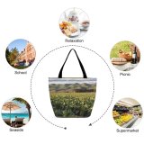 Yanfind Shopping Bag for Ladies Flora Plant Tobacco Field Vegetable Santa Maria United States Cabbage Produce Leafy Reusable Multipurpose Heavy Duty Grocery Bag for Outdoors.