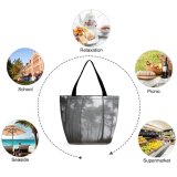 Yanfind Shopping Bag for Ladies Fog Outdoors Grey Mist Elba Italy Utility Pole Darkness Countryside Tree Forest Reusable Multipurpose Heavy Duty Grocery Bag for Outdoors.