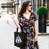 Yanfind Shopping Bag for Ladies Flower Plant Petal Geranium Waterdrops Purple Closeup Bokeh Complementarycolors Creative Reusable Multipurpose Heavy Duty Grocery Bag for Outdoors.