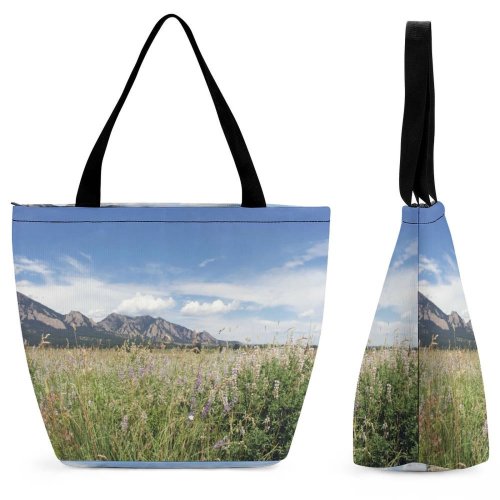 Yanfind Shopping Bag for Ladies Grassland Outdoors Countryside Grass Plant Meadow Rural Farm Co Usa Range Reusable Multipurpose Heavy Duty Grocery Bag for Outdoors.
