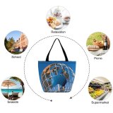Yanfind Shopping Bag for Ladies Globe Planet Grid Sky Australia Pacific Sculpture Continent Continents Longitude Reusable Multipurpose Heavy Duty Grocery Bag for Outdoors.