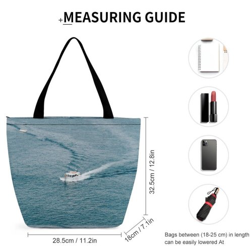 Yanfind Shopping Bag for Ladies Above From Boat Transportation Sea Watercraft System Motorboat Ocean Bird's Aerial Reusable Multipurpose Heavy Duty Grocery Bag for Outdoors.