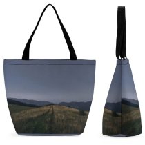 Yanfind Shopping Bag for Ladies Grassland Field Outdoors Grey Slope Countryside Plant Grass Plateau Range Land Reusable Multipurpose Heavy Duty Grocery Bag for Outdoors.