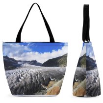 Yanfind Shopping Bag for Ladies Mountainous Landforms Glacial Highland Sky Range Geological Wilderness Reusable Multipurpose Heavy Duty Grocery Bag for Outdoors.