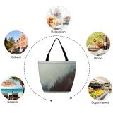 Yanfind Shopping Bag for Ladies Fog Outdoors Mist Art Grey Pines Forest Savoie Plant Tree Stock Reusable Multipurpose Heavy Duty Grocery Bag for Outdoors.