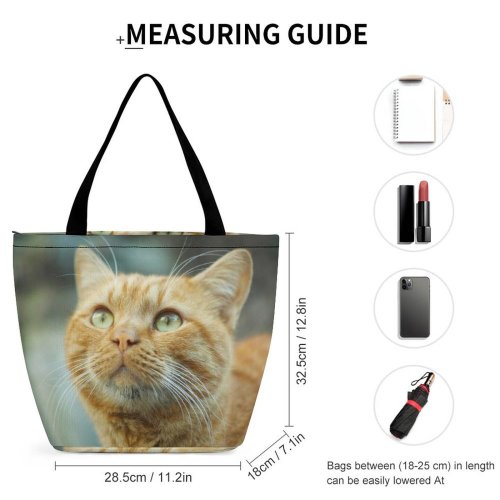 Yanfind Shopping Bag for Ladies Young Pet Outdoors Kitten Portrait Tabby Whiskers Cute Little Adorable Cat Reusable Multipurpose Heavy Duty Grocery Bag for Outdoors.