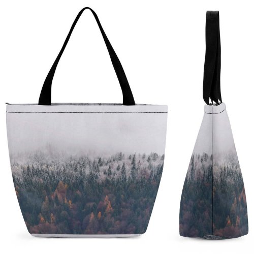 Yanfind Shopping Bag for Ladies Grey Outdoors Fog Abies Fir Plant Tree Ettenhausen Schleching Deutschland Snow Mist Reusable Multipurpose Heavy Duty Grocery Bag for Outdoors.