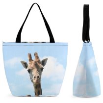 Yanfind Shopping Bag for Ladies Giraffe Giraffidae Terrestrial Wildlife Snout Adaptation Fawn Reusable Multipurpose Heavy Duty Grocery Bag for Outdoors.