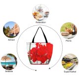 Yanfind Shopping Bag for Ladies Flowers Geranium Dense Flower Flowering Plant Petal Stem Hippeastrum Coquelicot Reusable Multipurpose Heavy Duty Grocery Bag for Outdoors.