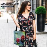Yanfind Shopping Bag for Ladies Flowers Flower Fragrant Lily Aquatic Plant Petal Sacred Lotus Family Leaf Reusable Multipurpose Heavy Duty Grocery Bag for Outdoors.
