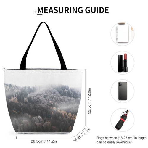 Yanfind Shopping Bag for Ladies Grey Outdoors Fog Mist Hochries Samerberg Deutschland Landscape HQ Smartphone Snow Bavaria Reusable Multipurpose Heavy Duty Grocery Bag for Outdoors.