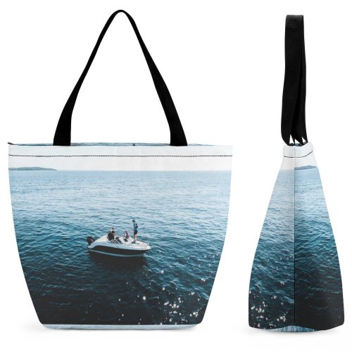 Yanfind Shopping Bag for Ladies Adventure Daylight Travel Leisure Motorboat Boat Transportation Outdoors Seashore Vehicle Relaxation Sea Reusable Multipurpose Heavy Duty Grocery Bag for Outdoors.