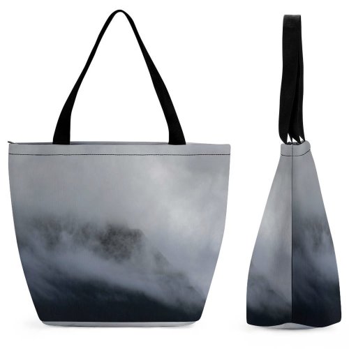 Yanfind Shopping Bag for Ladies Grey Fog Silverthorne United States Cloudy Cloud Cloudscape Range Foggy Mist Reusable Multipurpose Heavy Duty Grocery Bag for Outdoors.