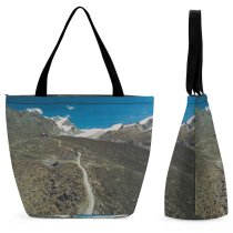 Yanfind Shopping Bag for Ladies Outdoors Snow Zermatt Switzerland Crest Range Basin Reusable Multipurpose Heavy Duty Grocery Bag for Outdoors.