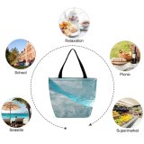 Yanfind Shopping Bag for Ladies Snow Winter Alpi Monte Bianco Rocks Alps Light Aqua Turquoise Reusable Multipurpose Heavy Duty Grocery Bag for Outdoors.