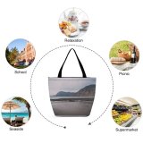 Yanfind Shopping Bag for Ladies Grey Outdoors Promontory Soil Sand Land Cliff Scenery Range Slope River Reusable Multipurpose Heavy Duty Grocery Bag for Outdoors.