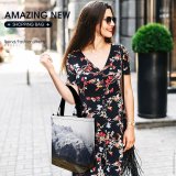 Yanfind Shopping Bag for Ladies Landscape Mountains Driving Cars Holidays Snow Roads Country Alps Mount Cook Zealand Reusable Multipurpose Heavy Duty Grocery Bag for Outdoors.