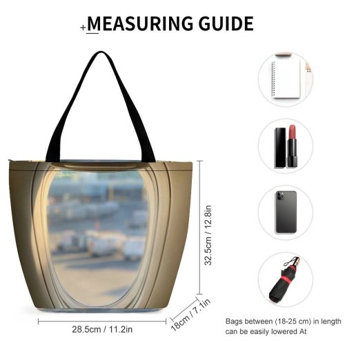 Yanfind Shopping Bag for Ladies Aircraft Aeroplane Daylight Travel Window Transportation Outdoors Tarmac System (Journey) Airport Reusable Multipurpose Heavy Duty Grocery Bag for Outdoors.