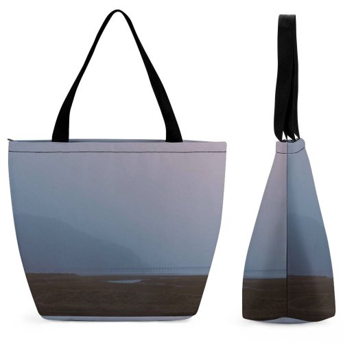 Yanfind Shopping Bag for Ladies Grey Outdoors Fog Landscape Uk Panoramic Scenery Mist Fairbourne Nervum United Reusable Multipurpose Heavy Duty Grocery Bag for Outdoors.