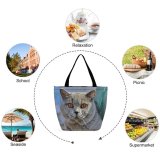 Yanfind Shopping Bag for Ladies Young Pet Funny Kitten Portrait Tabby Curiosity Cute Little Staring Cat Eye_003 Reusable Multipurpose Heavy Duty Grocery Bag for Outdoors.