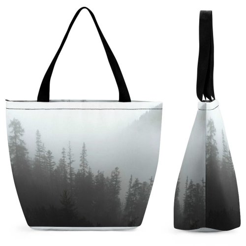 Yanfind Shopping Bag for Ladies Fog Mist Outdoors Austria Zams Hill Hills Misty Foggy Haze Alpine Reusable Multipurpose Heavy Duty Grocery Bag for Outdoors.