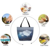 Yanfind Shopping Bag for Ladies Iceberg Sea Antarctic Chilly Polar Arctic Ocean Melting Sky Reusable Multipurpose Heavy Duty Grocery Bag for Outdoors.