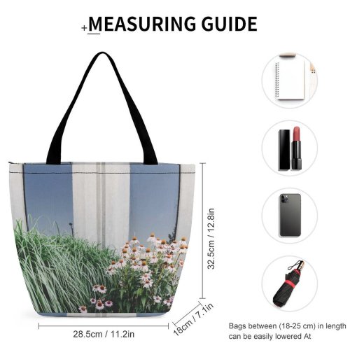 Yanfind Shopping Bag for Ladies Garden Plant Grass Court Block Inc London Grey Flower Flora Reusable Multipurpose Heavy Duty Grocery Bag for Outdoors.