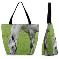 Yanfind Shopping Bag for Ladies Horse Field Grassland Outdoors Grazing Meadow Countryside Farm Pasture Ranch Rural Colt Reusable Multipurpose Heavy Duty Grocery Bag for Outdoors.