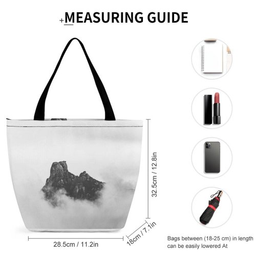 Yanfind Shopping Bag for Ladies Grey Fog Mist Outdoors Yakushima Island Prefektura Kagoshima Japonia Face Blackandwhite Reusable Multipurpose Heavy Duty Grocery Bag for Outdoors.