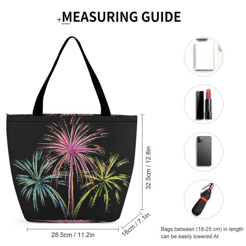 Yanfind Shopping Bag for Ladies Lighting Effects Pyrotechnics Flares Firecrackers Fireworks Event Festival Midnight Year's Eve Fte Reusable Multipurpose Heavy Duty Grocery Bag for Outdoors.