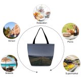 Yanfind Shopping Bag for Ladies Grassland Field Outdoors Grey Slope Countryside Plant Grass Plateau Range Land Reusable Multipurpose Heavy Duty Grocery Bag for Outdoors.