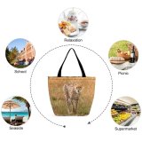 Yanfind Shopping Bag for Ladies Young Species Grass Cheetah Wild Outdoors Wildlife Grassland Barbaric Endangered Kruger Reusable Multipurpose Heavy Duty Grocery Bag for Outdoors.