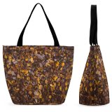 Yanfind Shopping Bag for Ladies Ground Texture Leaf Leaves Foliage Dry HQ Fall Autumn Soil Forest Tree Reusable Multipurpose Heavy Duty Grocery Bag for Outdoors.