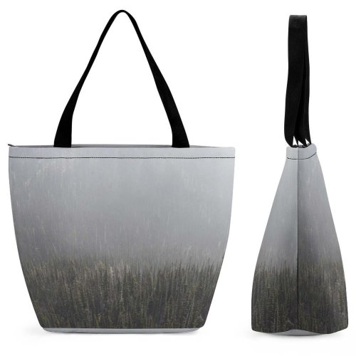 Yanfind Shopping Bag for Ladies Grey Fog Flora Grass Plant Mist Buckhorn United States Outdoors Tree Reusable Multipurpose Heavy Duty Grocery Bag for Outdoors.