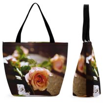 Yanfind Shopping Bag for Ladies Flower Rose Plant Los Angeles Usa Petal City Cement Party Reusable Multipurpose Heavy Duty Grocery Bag for Outdoors.