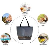Yanfind Shopping Bag for Ladies Adventure Evening Travel Leisure Hills Flashlight Light Stellar Nighttime Outdoors Starry SUV Reusable Multipurpose Heavy Duty Grocery Bag for Outdoors.