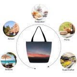 Yanfind Shopping Bag for Ladies Afterglow Scenery Clouds Sunset Grass Landscape Grassland Field Space Galaxy Sunrise Astronomy Reusable Multipurpose Heavy Duty Grocery Bag for Outdoors.