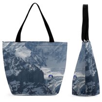 Yanfind Shopping Bag for Ladies Paragliding Flying Mountains High Snow Mountainous Landforms Range Ridge Glacial Reusable Multipurpose Heavy Duty Grocery Bag for Outdoors.