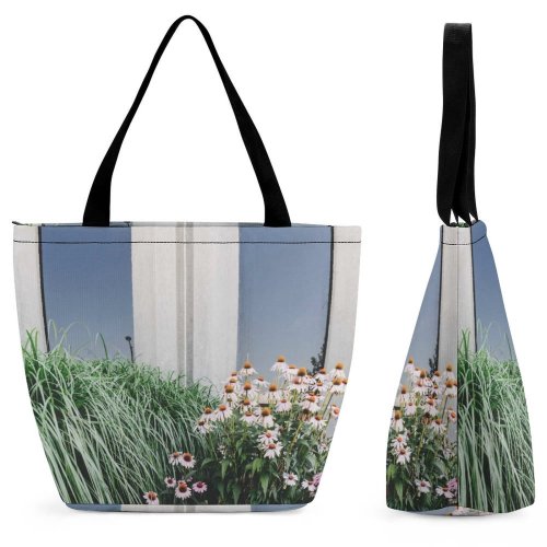 Yanfind Shopping Bag for Ladies Garden Plant Grass Court Block Inc London Grey Flower Flora Reusable Multipurpose Heavy Duty Grocery Bag for Outdoors.