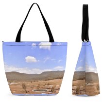 Yanfind Shopping Bag for Ladies Ground Outdoors Plateau Landscape Wilderness Scenery Soil Desert Land Countryside Travel Forest Reusable Multipurpose Heavy Duty Grocery Bag for Outdoors.